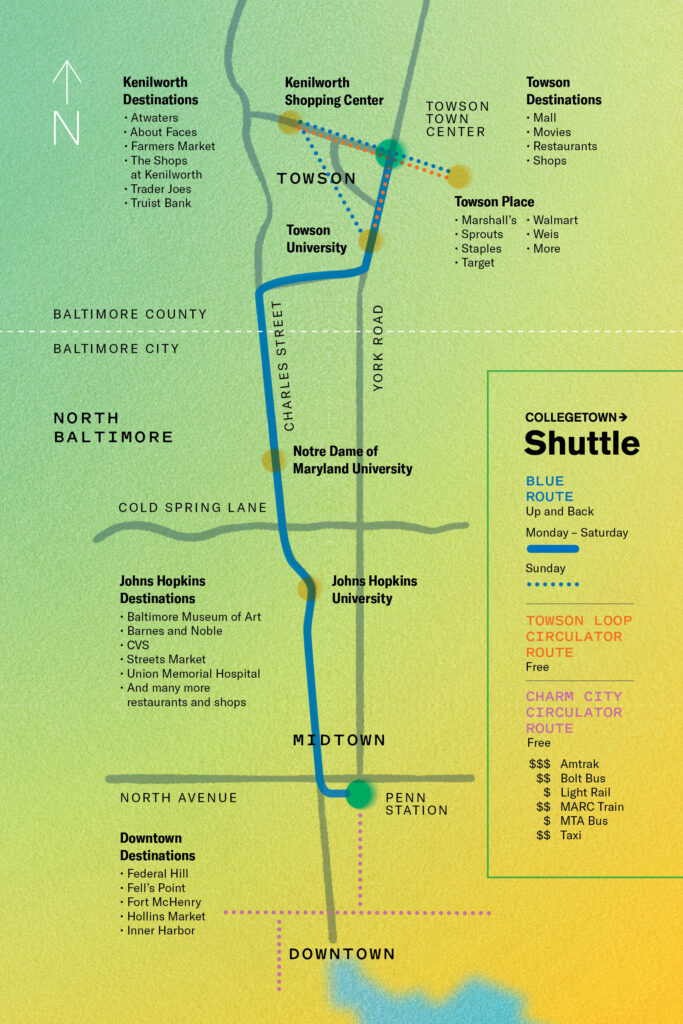 シャトルバスの経路（公式サイトの画像）