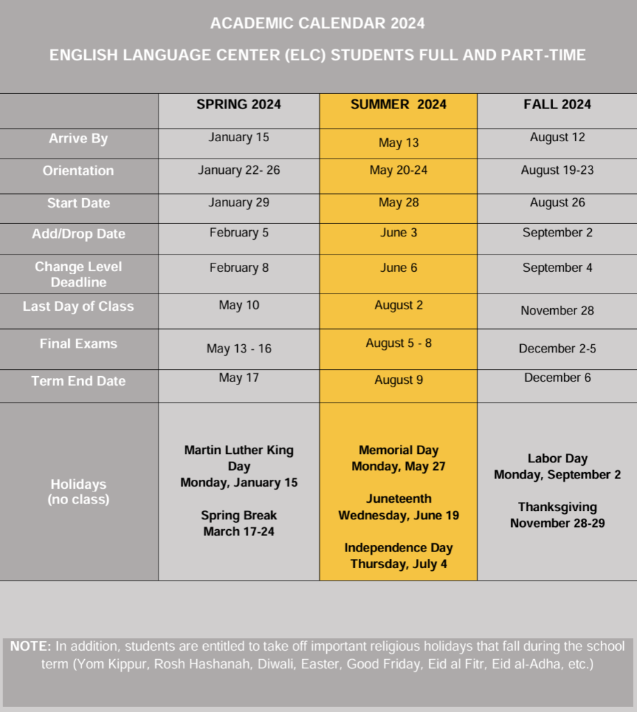 academic calendar 2024